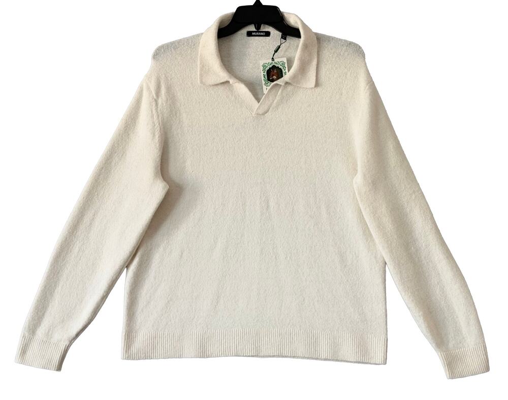Murano Sweater Men's XL In the Ferns Collection Fuzzy Johnny Sweater Ecru NWT
